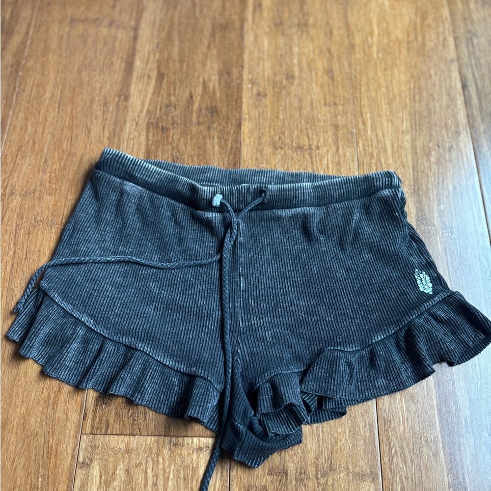 Free people movement charcoal ruffle shorts